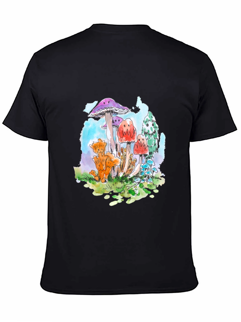 Mushroom Graphic Tee - Funky Black T-Shirt