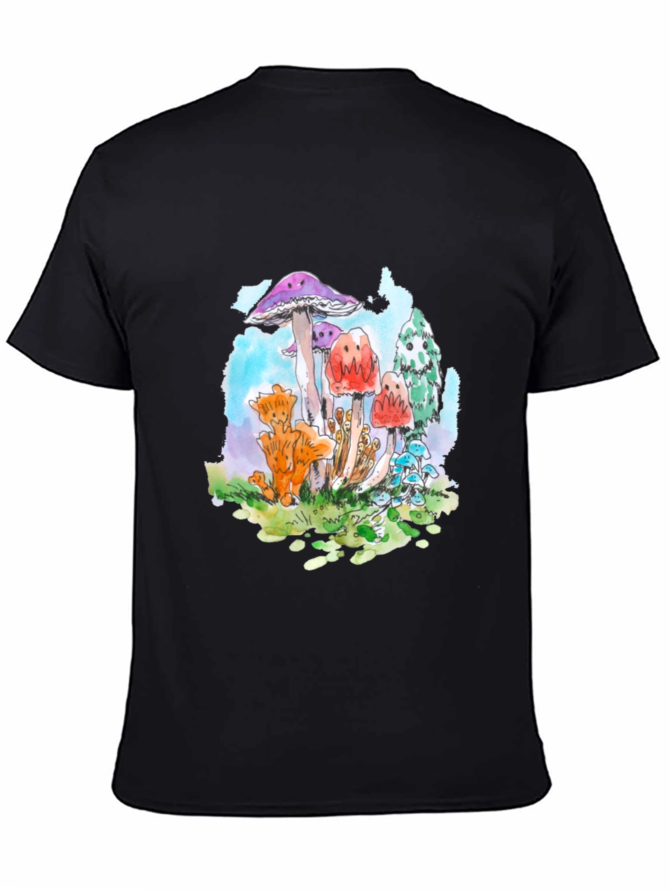 Mushroom Graphic Tee - Funky Black T-Shirt