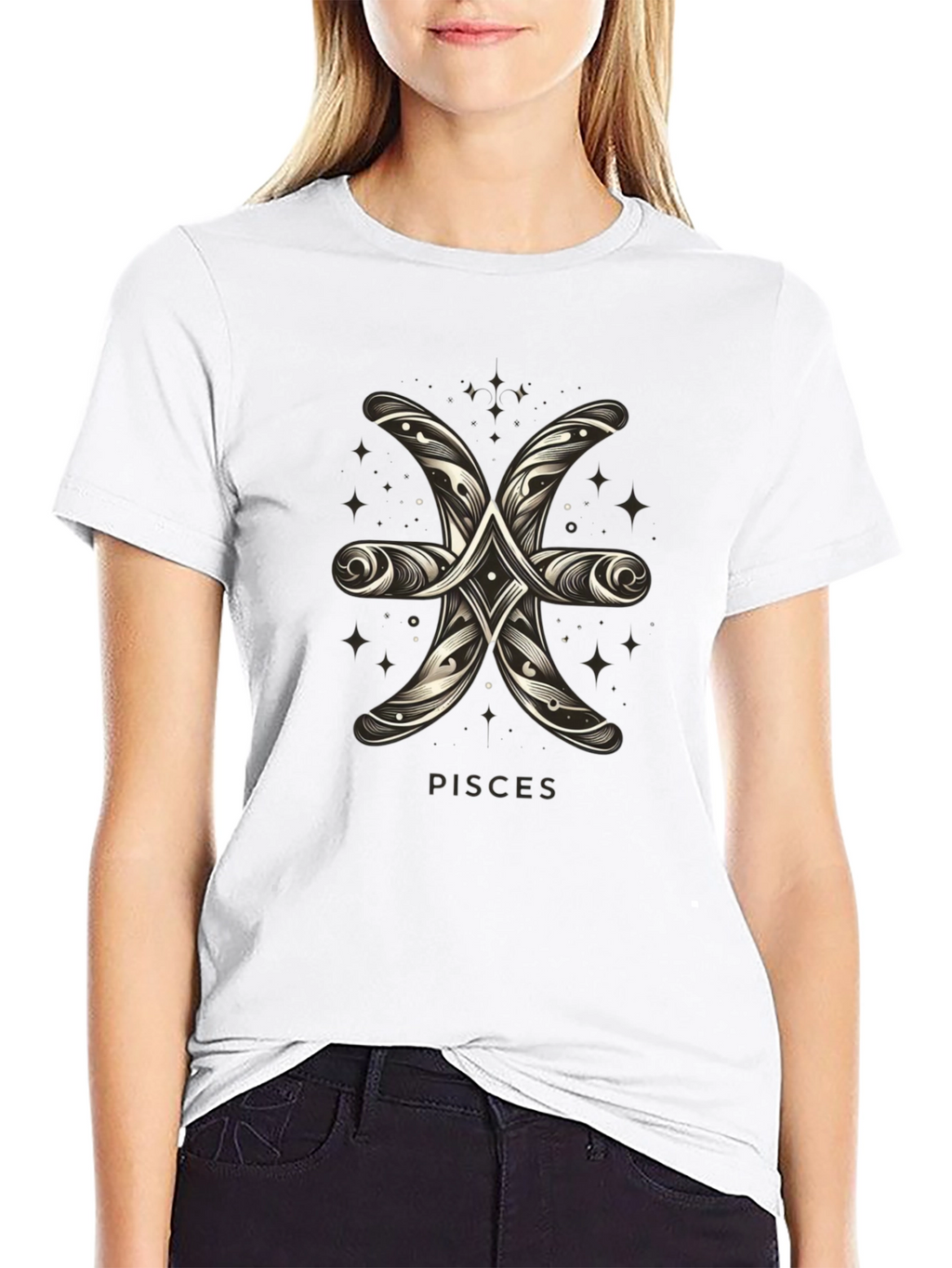 Pisces Zodiac Graphic Tee - Sleek Black T-Shirt