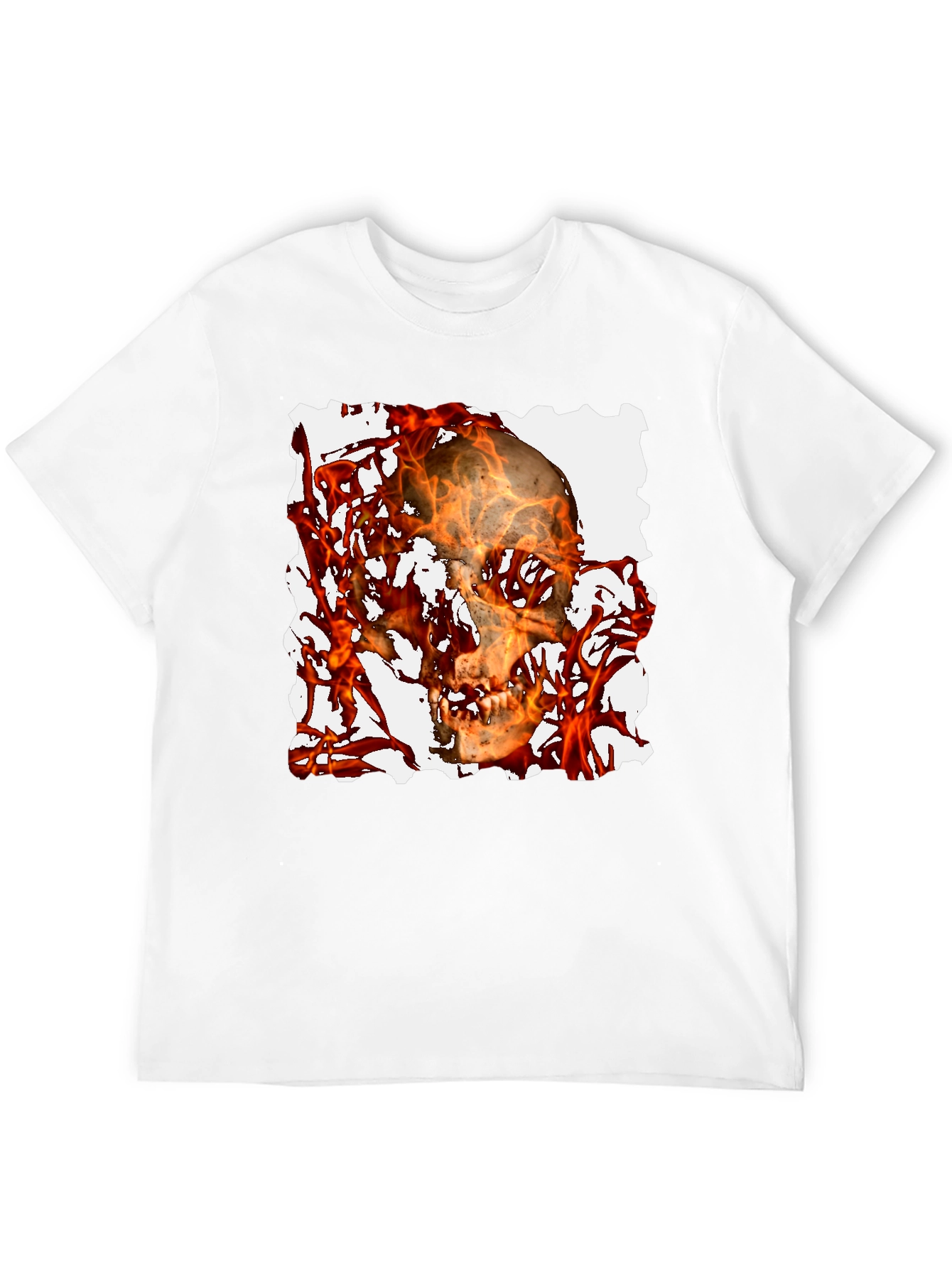 Fiery Skull Graphic Tee - Black T-Shirt