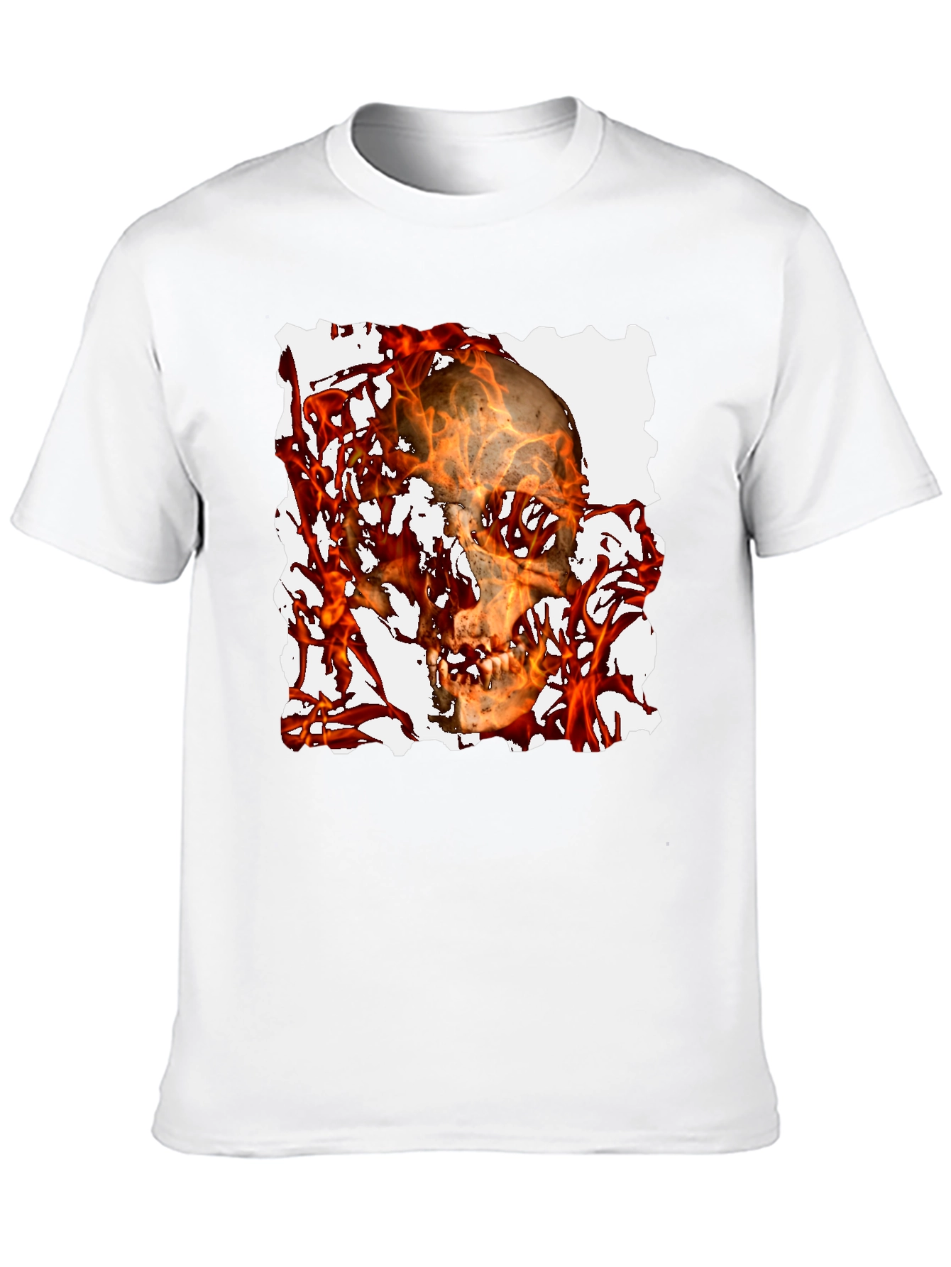 Fiery Skull Graphic Tee - Black T-Shirt
