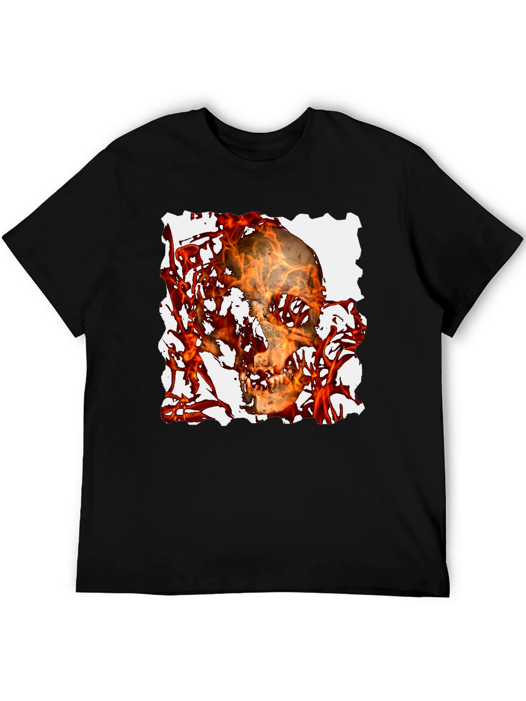 Fiery Skull Graphic Tee - Black T-Shirt