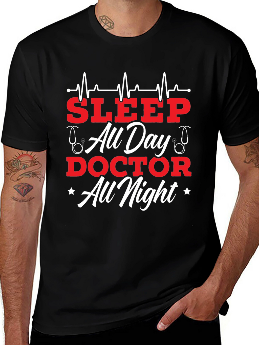 Sleep All Day Doctor All Night Graphic Tee