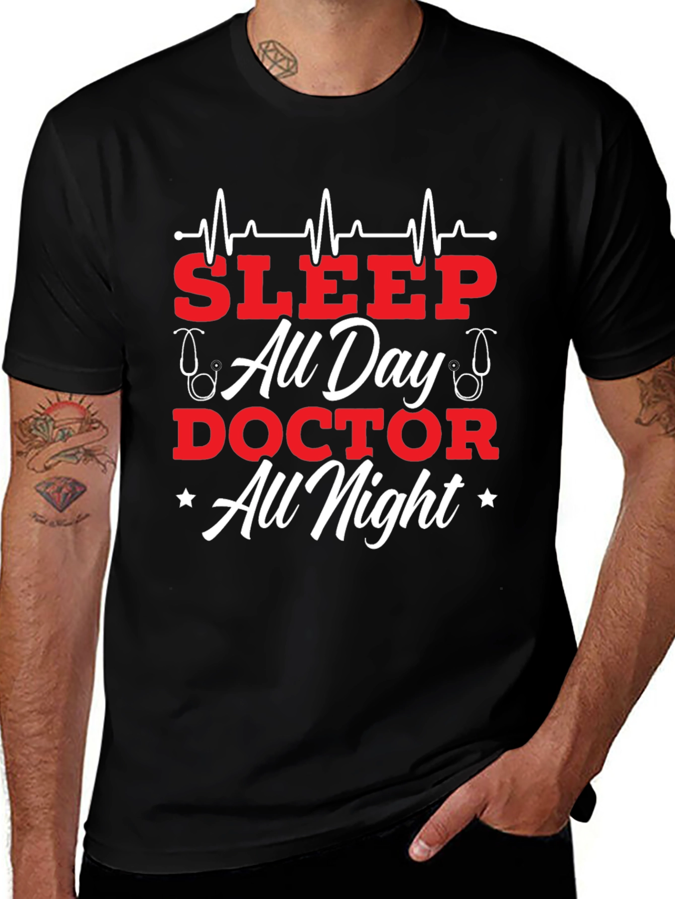 Sleep All Day Doctor All Night Graphic Tee