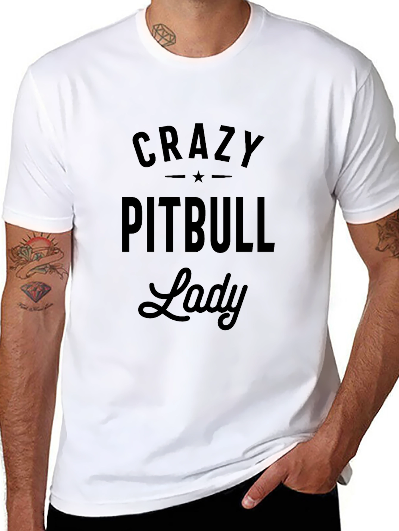 Crazy Pitbull Lady T-Shirt - Black