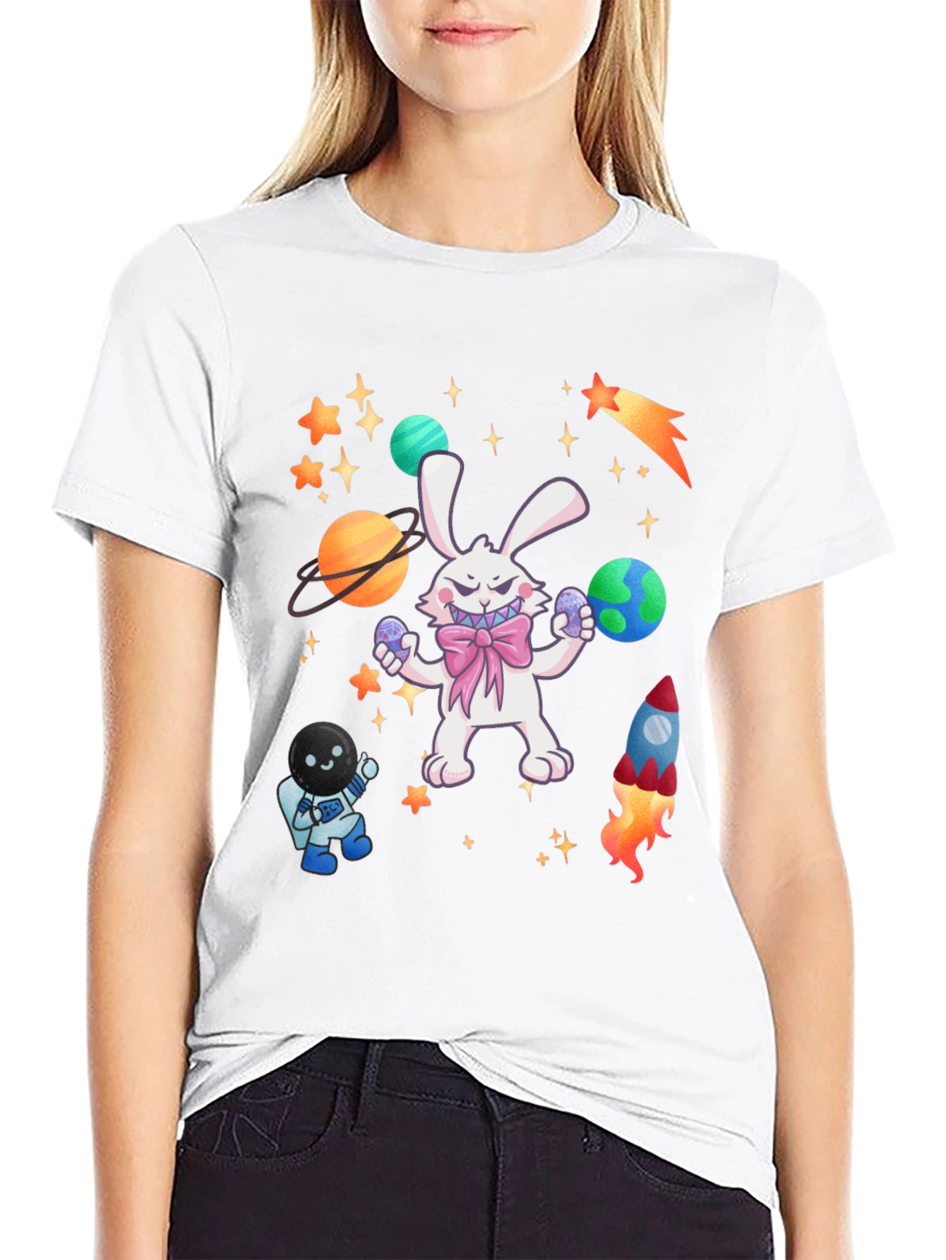 Space Easter Bunny T-Shirt - Unique Graphic Tee