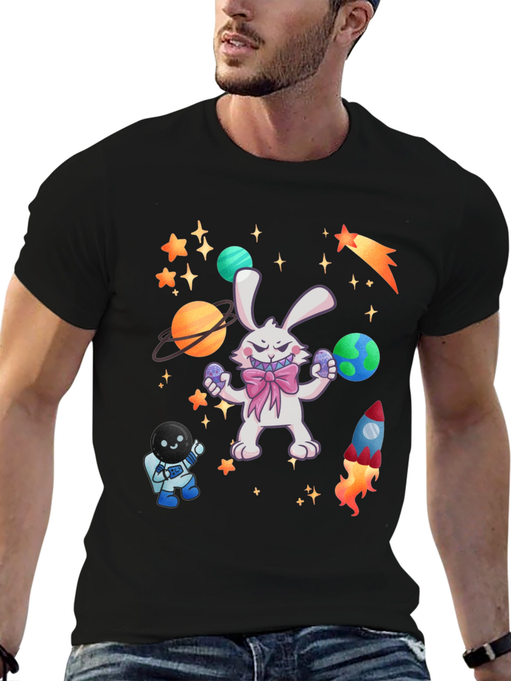 Space Easter Bunny T-Shirt - Unique Graphic Tee