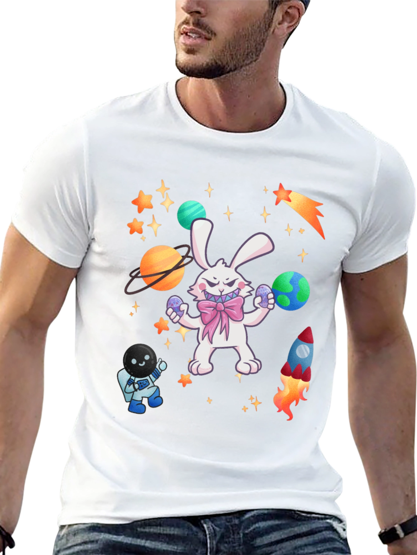 Space Easter Bunny T-Shirt - Unique Graphic Tee