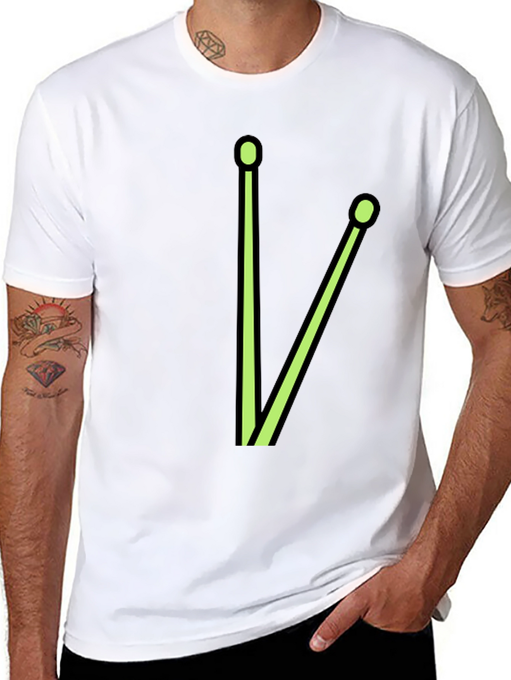 Drumstick Graphic Tee - Black Cotton Blend T-Shirt