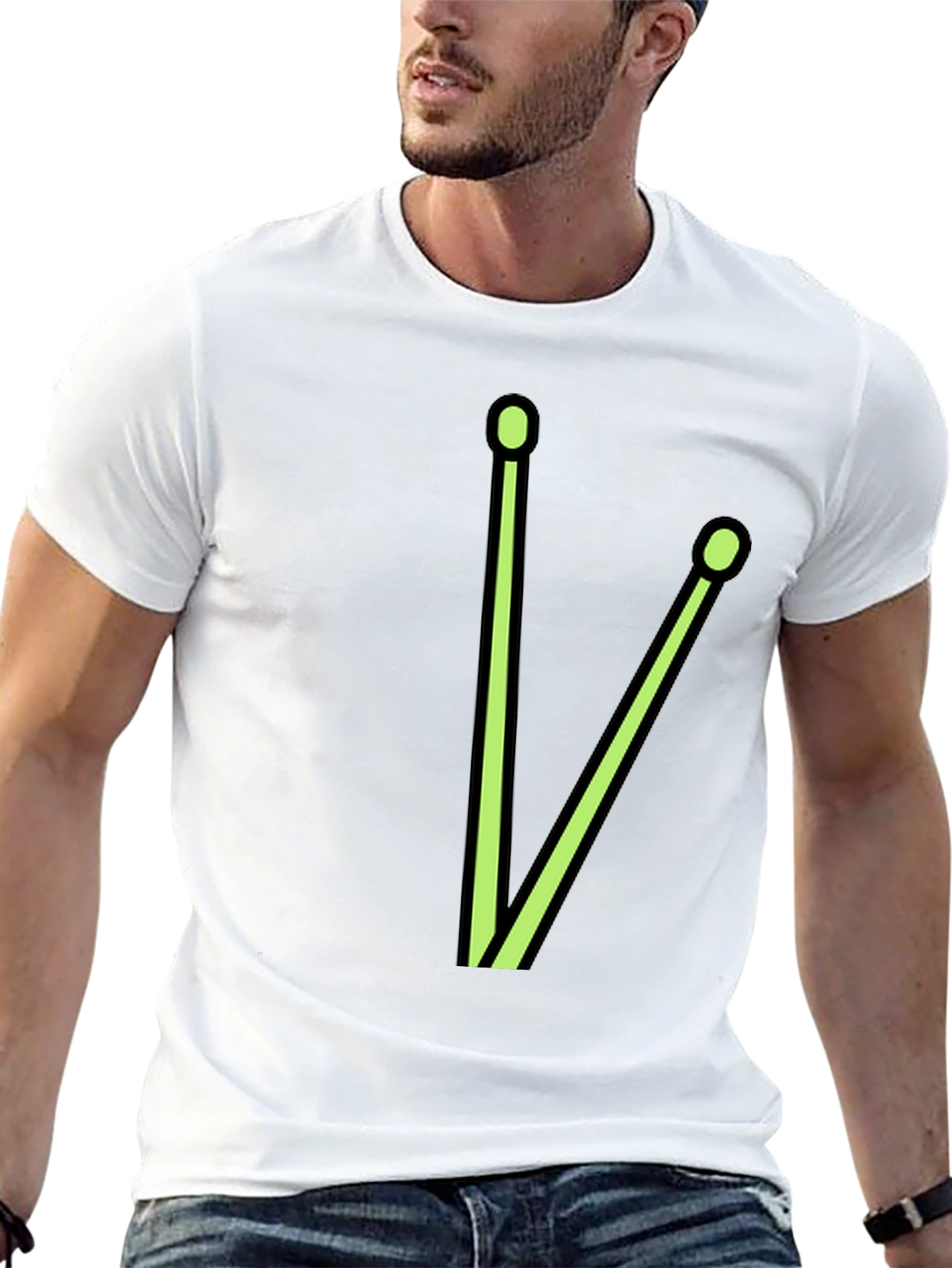 Drumstick Graphic Tee - Black Cotton Blend T-Shirt