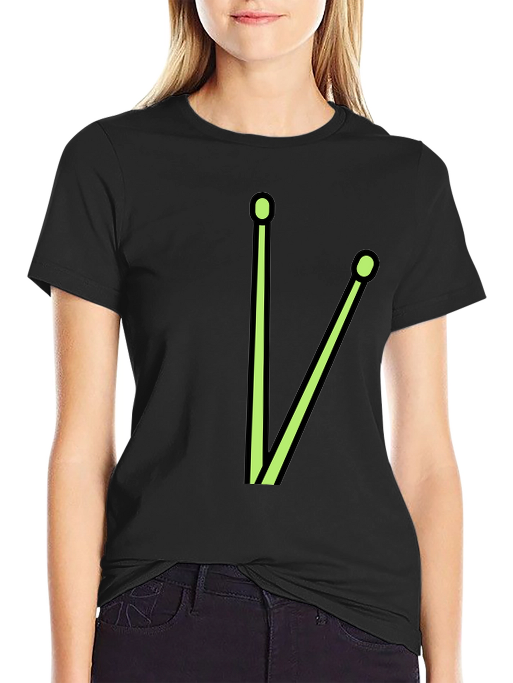 Drumstick Graphic Tee - Black Cotton Blend T-Shirt
