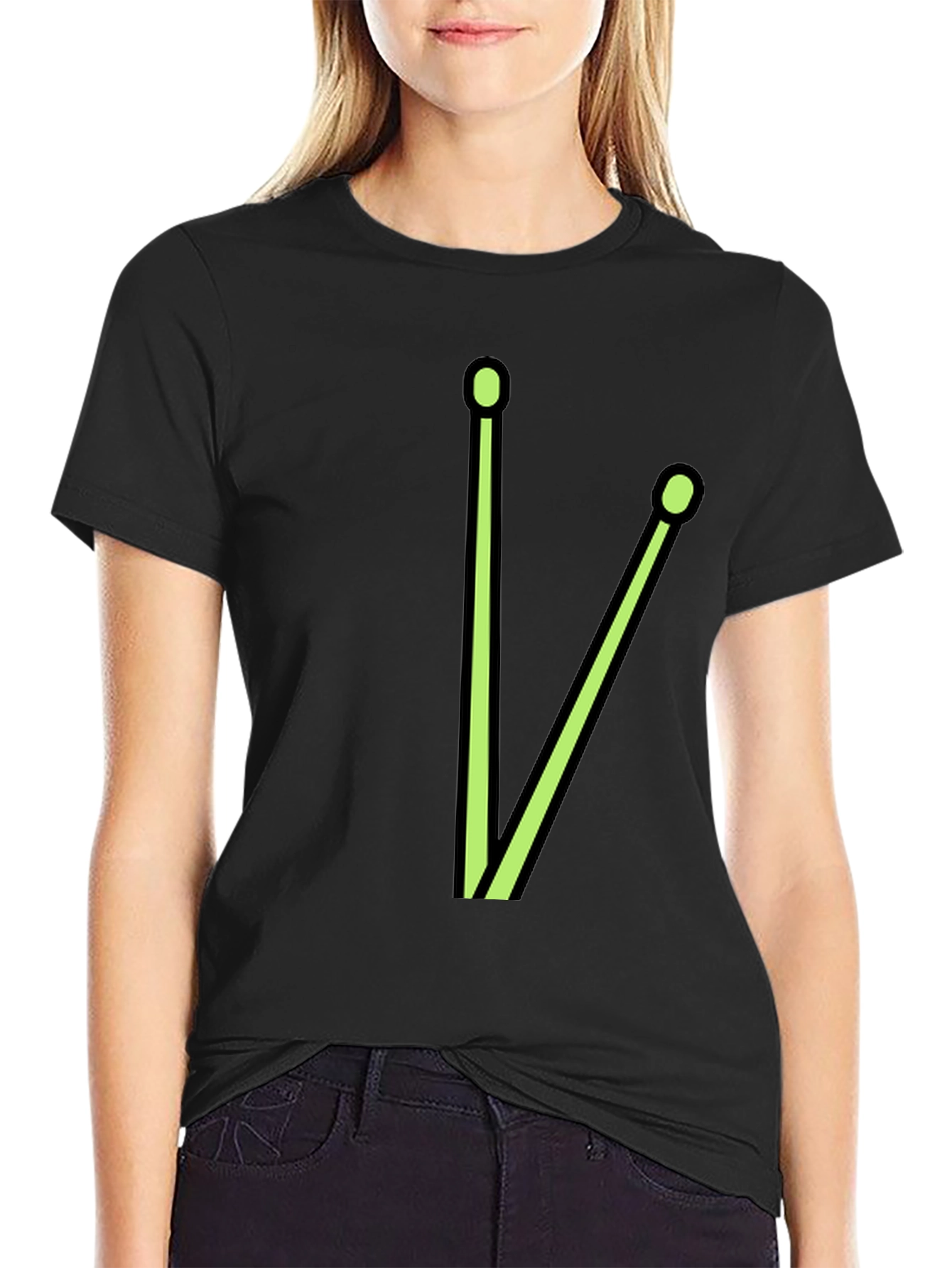 Drumstick Graphic Tee - Black Cotton Blend T-Shirt