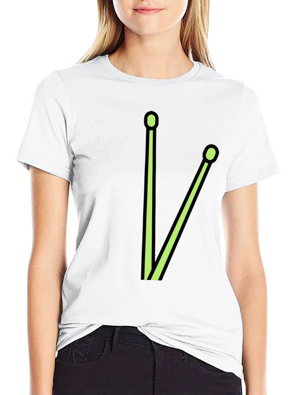 Drumstick Graphic Tee - Black Cotton Blend T-Shirt