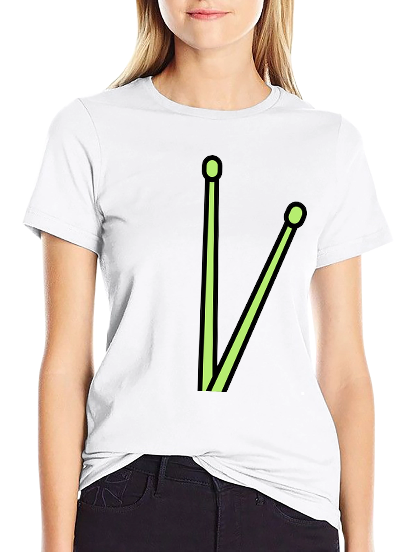 Drumstick Graphic Tee - Black Cotton Blend T-Shirt