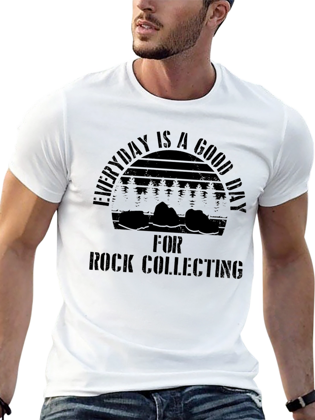 Everyday Is a Good Day Rock Collecting Black T-Shirt