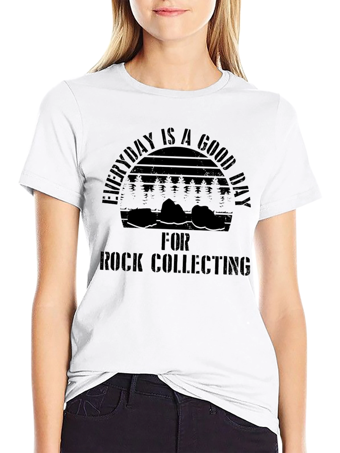 Everyday Is a Good Day Rock Collecting Black T-Shirt