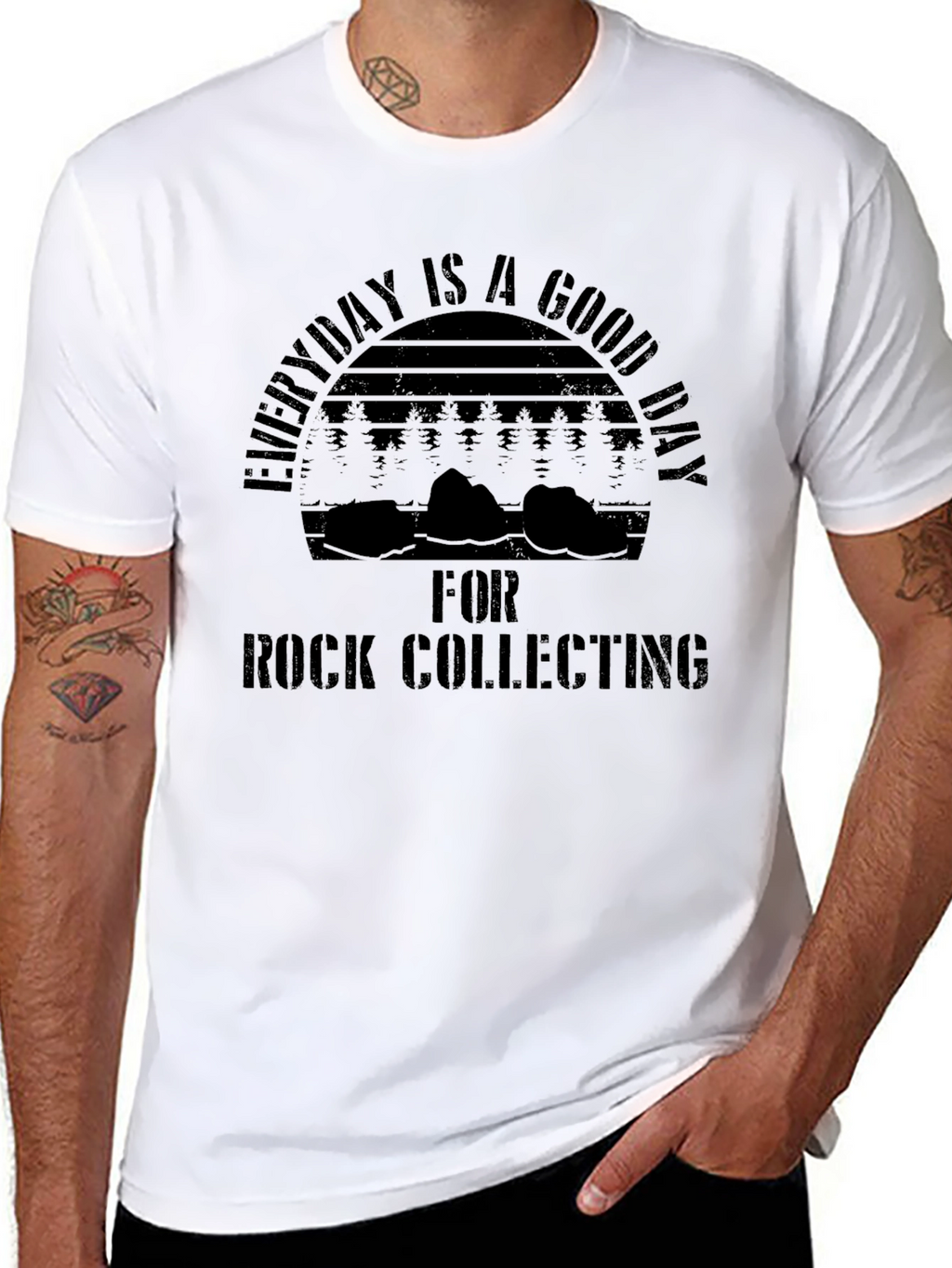 Everyday Is a Good Day Rock Collecting Black T-Shirt