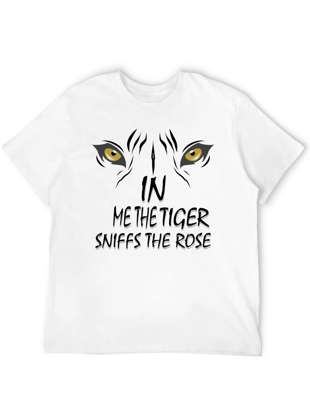 Tiger Sniffs Rose Graphic Print Black T-Shirt