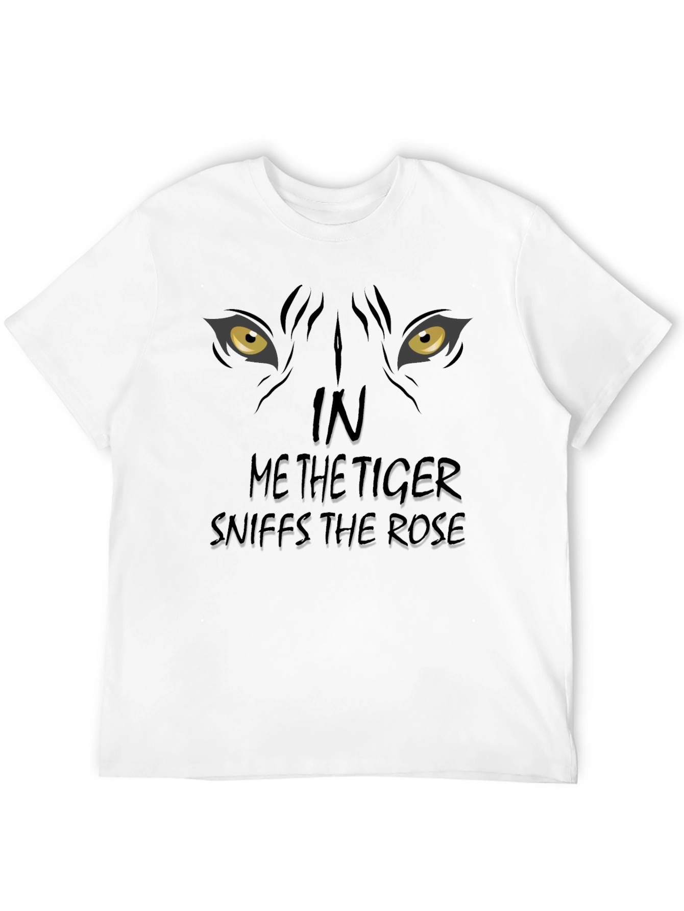 Tiger Sniffs Rose Graphic Print Black T-Shirt