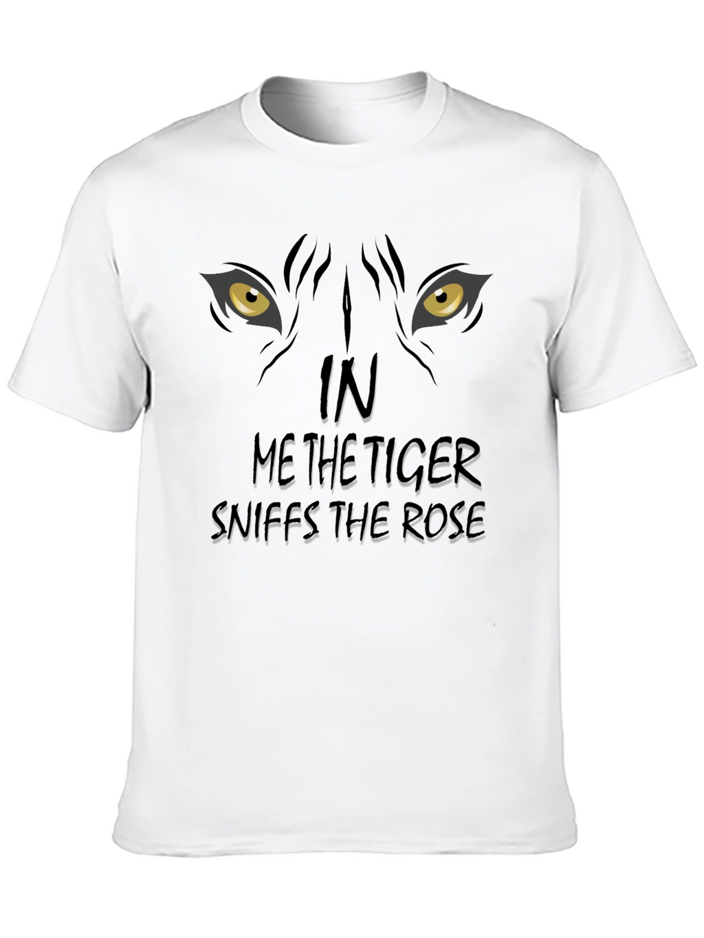 Tiger Sniffs Rose Graphic Print Black T-Shirt