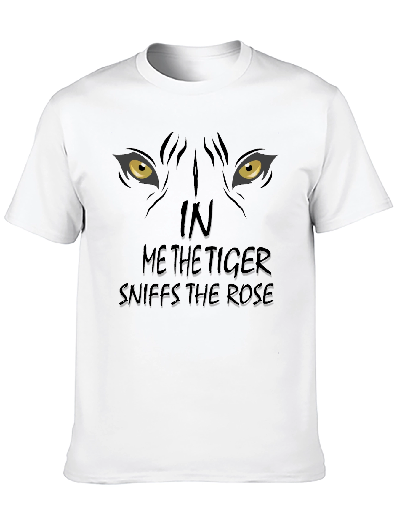 Tiger Sniffs Rose Graphic Print Black T-Shirt