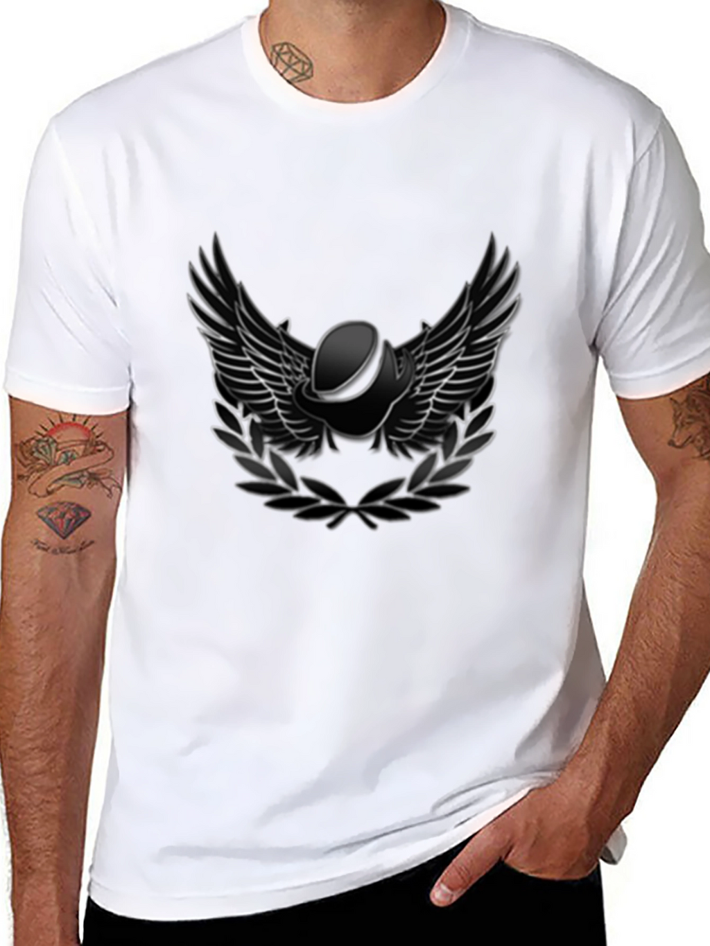 Winged Helmet T-Shirt - Black Cotton Tee