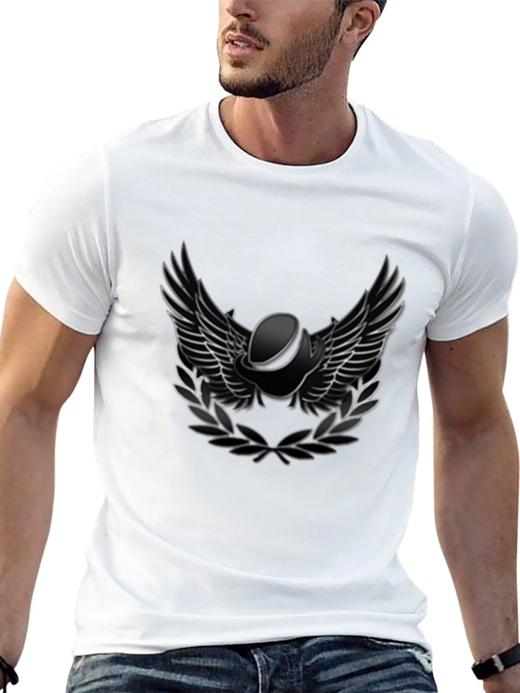 Winged Helmet T-Shirt - Black Cotton Tee