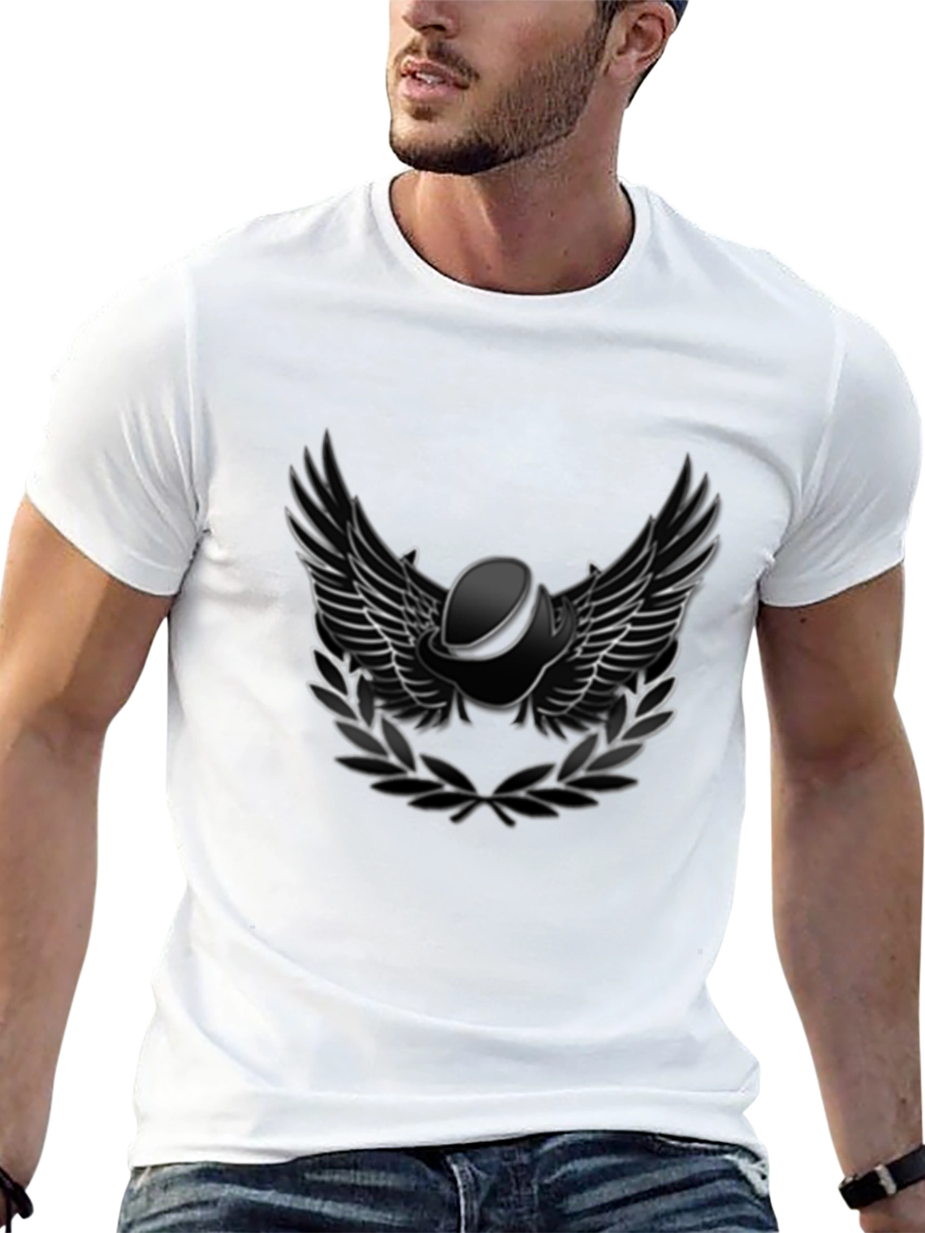 Winged Helmet T-Shirt - Black Cotton Tee