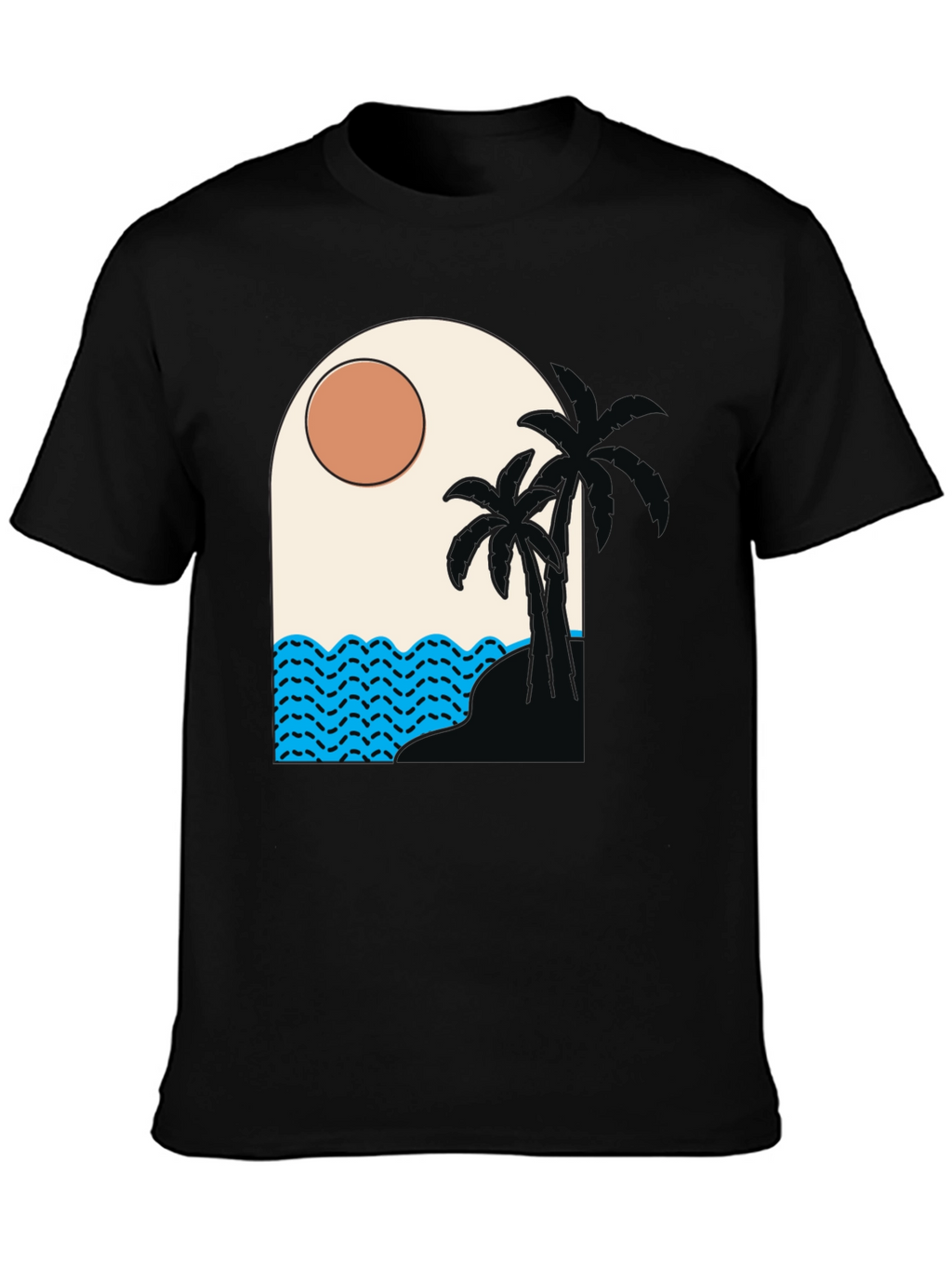 Tropical Palm Tree Beach Graphic T-Shirt