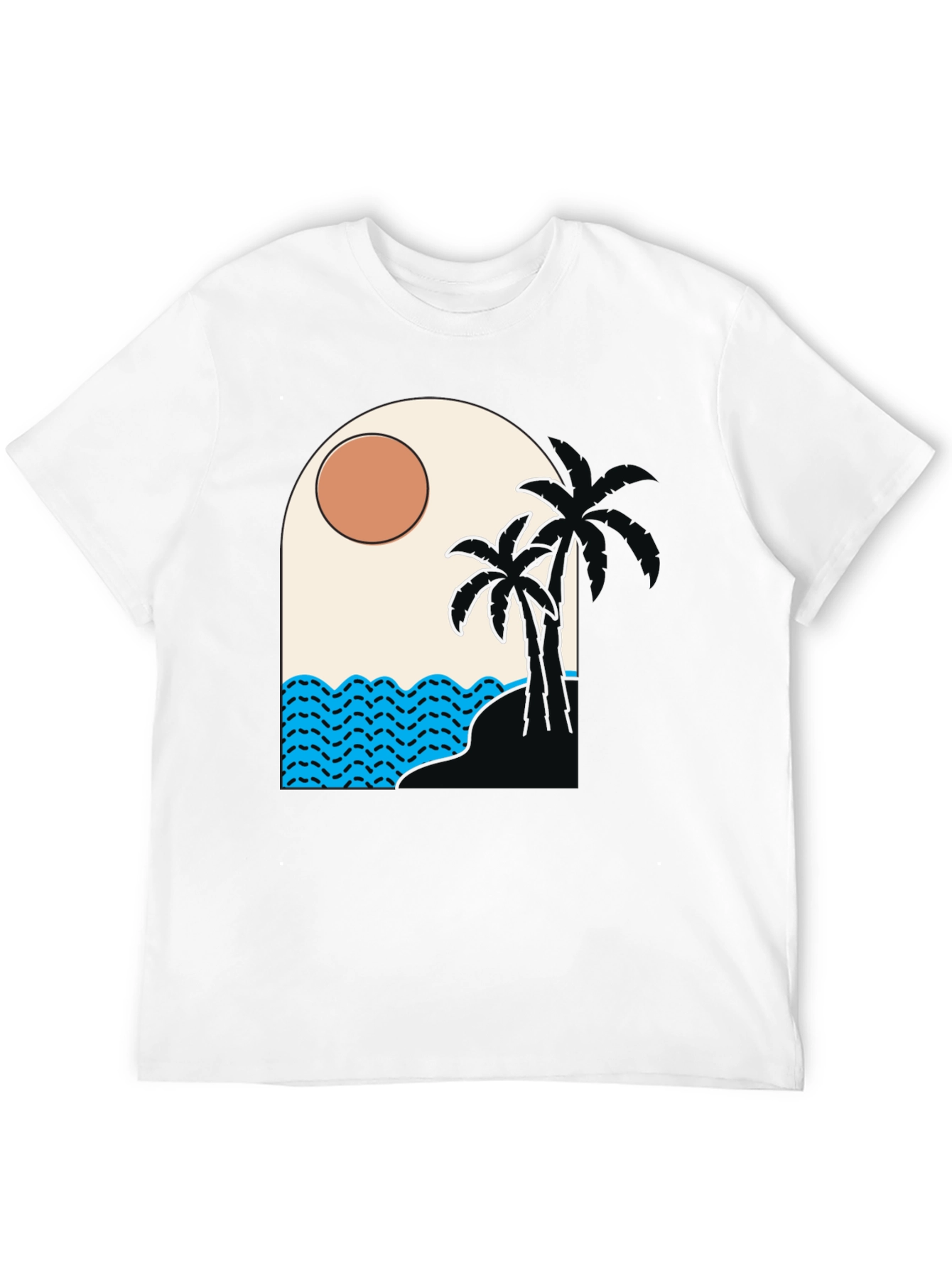 Tropical Palm Tree Beach Graphic T-Shirt