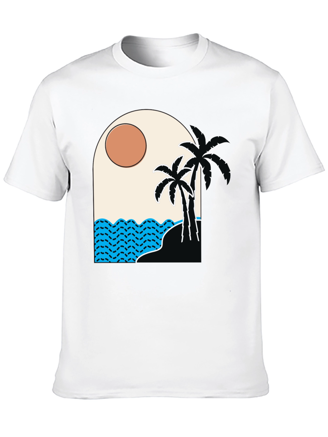 Tropical Palm Tree Beach Graphic T-Shirt