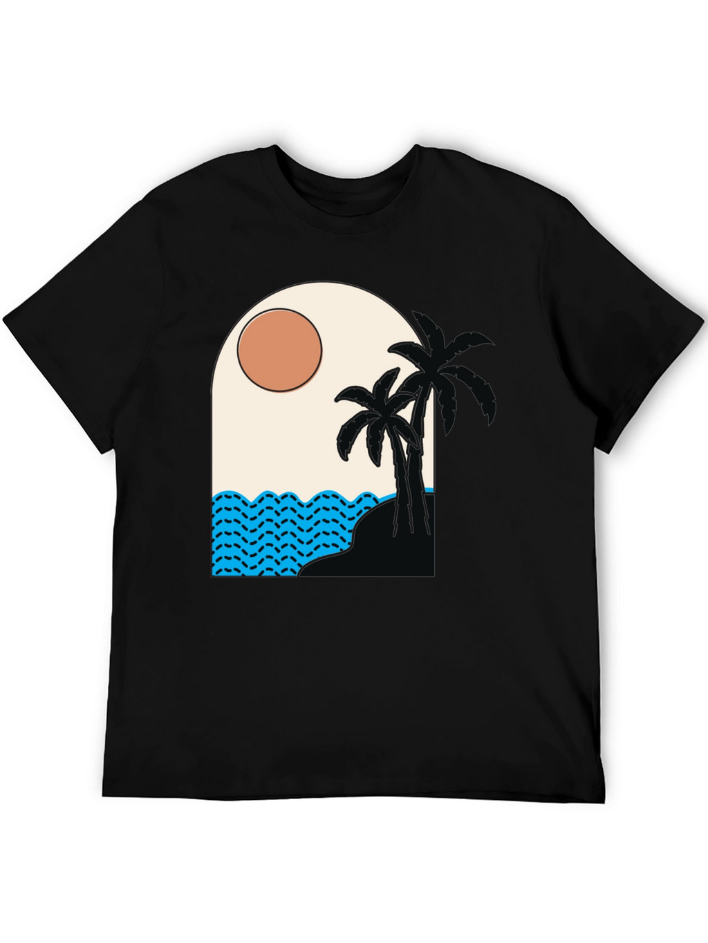Tropical Palm Tree Beach Graphic T-Shirt