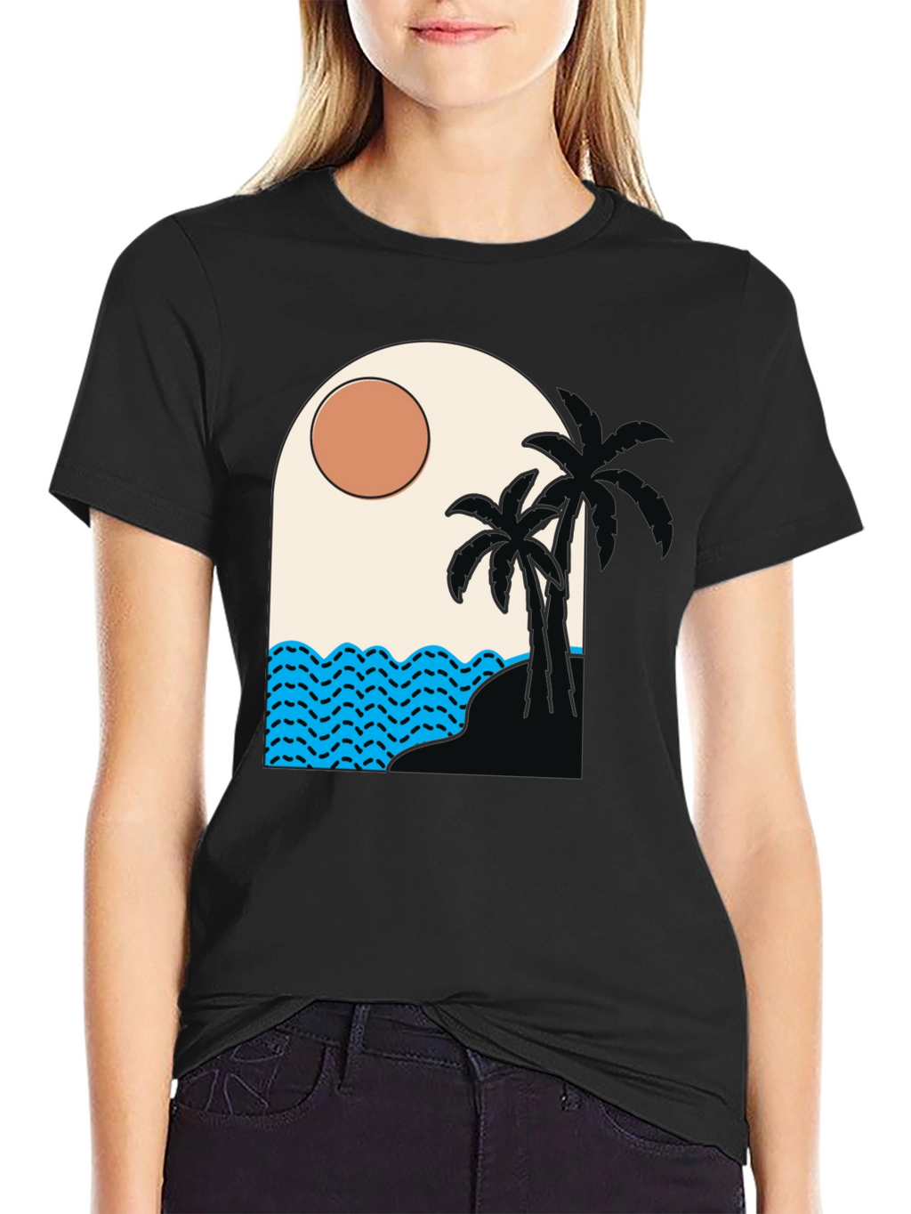 Tropical Palm Tree Beach Graphic T-Shirt