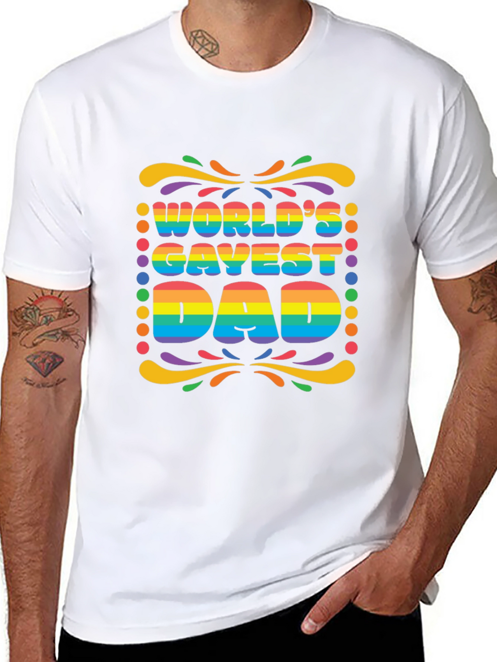 Worlds Gayest Dad Rainbow Pride T-Shirt