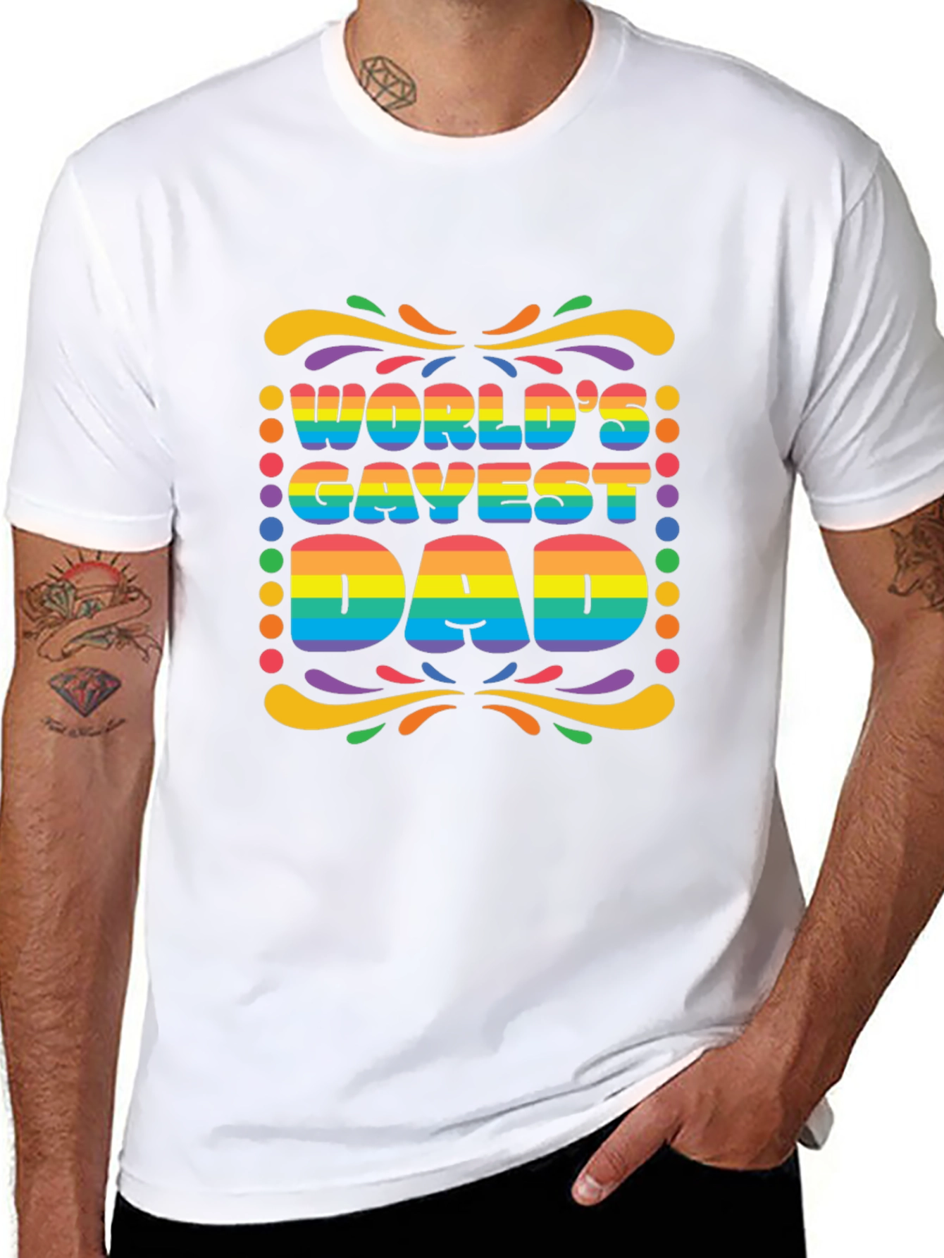 Worlds Gayest Dad Rainbow Pride T-Shirt
