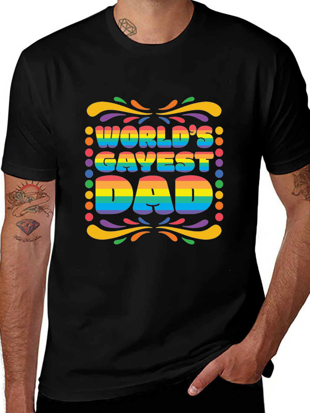 Worlds Gayest Dad Rainbow Pride T-Shirt
