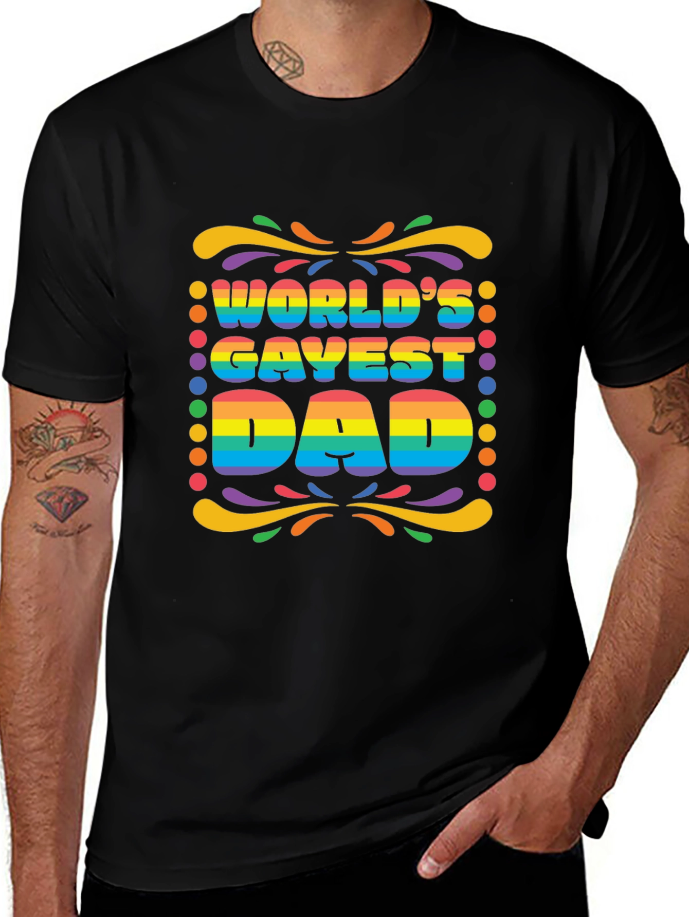 Worlds Gayest Dad Rainbow Pride T-Shirt