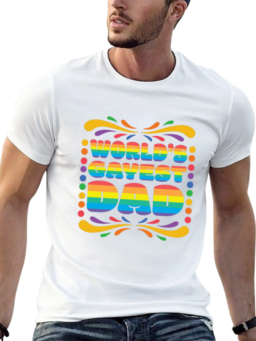Worlds Gayest Dad Rainbow Pride T-Shirt