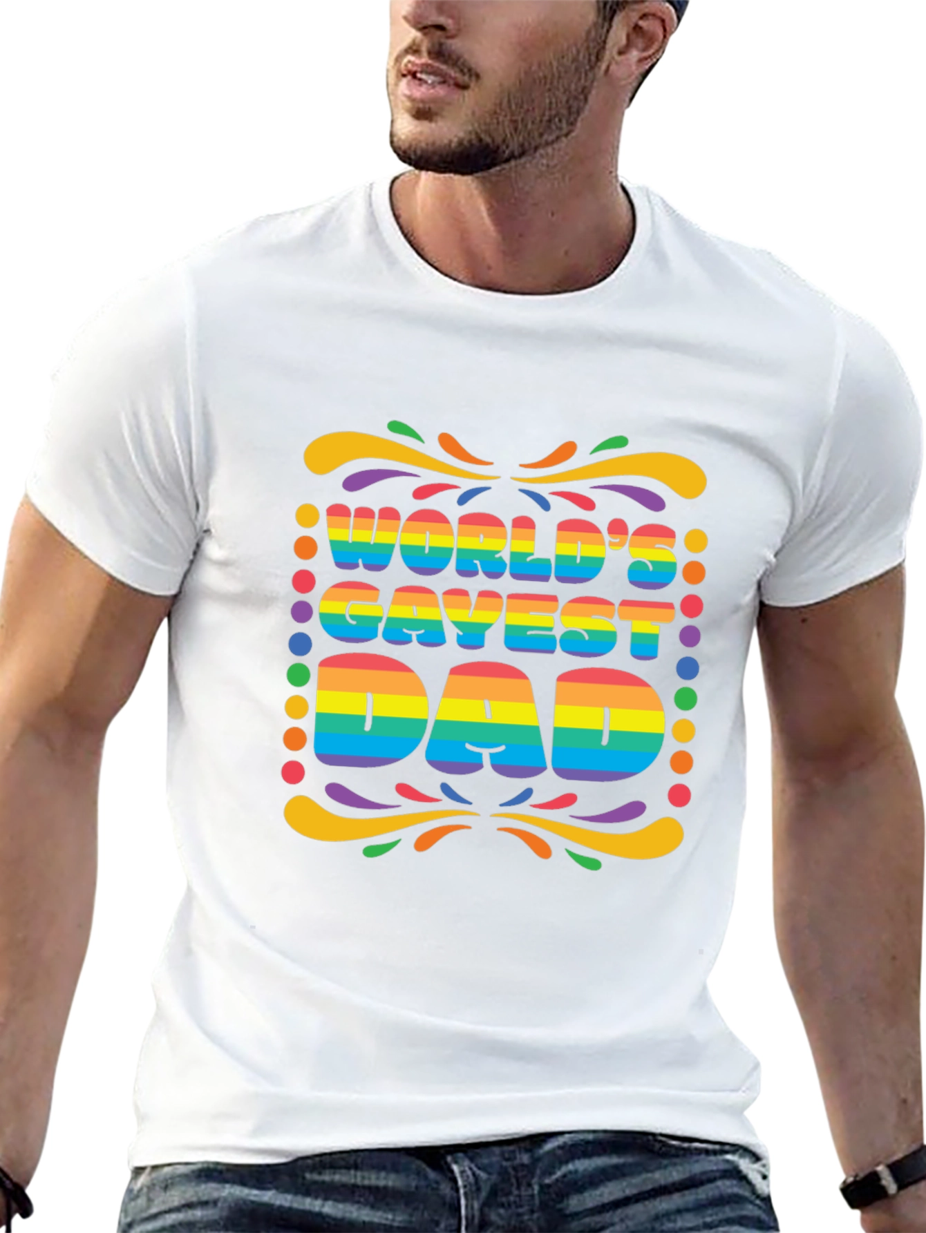 Worlds Gayest Dad Rainbow Pride T-Shirt
