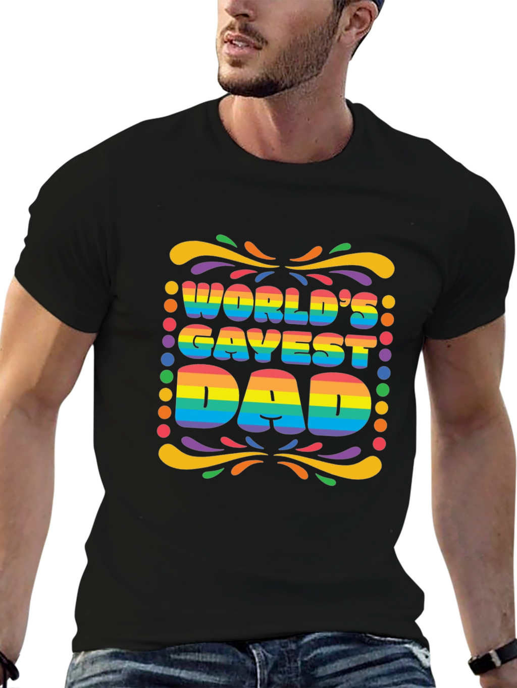 Worlds Gayest Dad Rainbow Pride T-Shirt