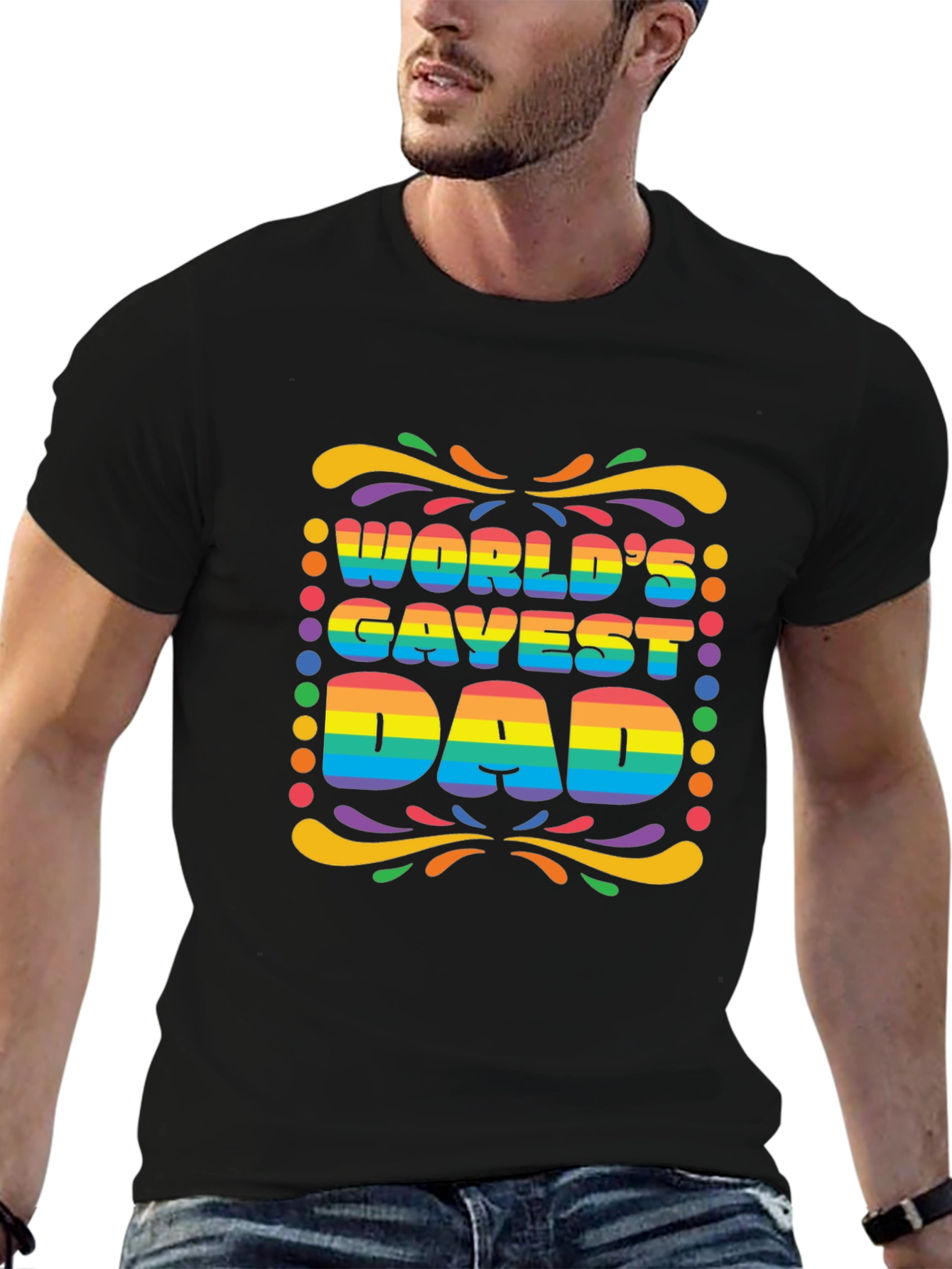 Worlds Gayest Dad Rainbow Pride T-Shirt