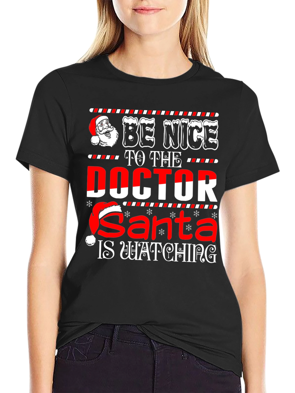Funny Doctor Santa Watching Christmas Graphic T-Shirt