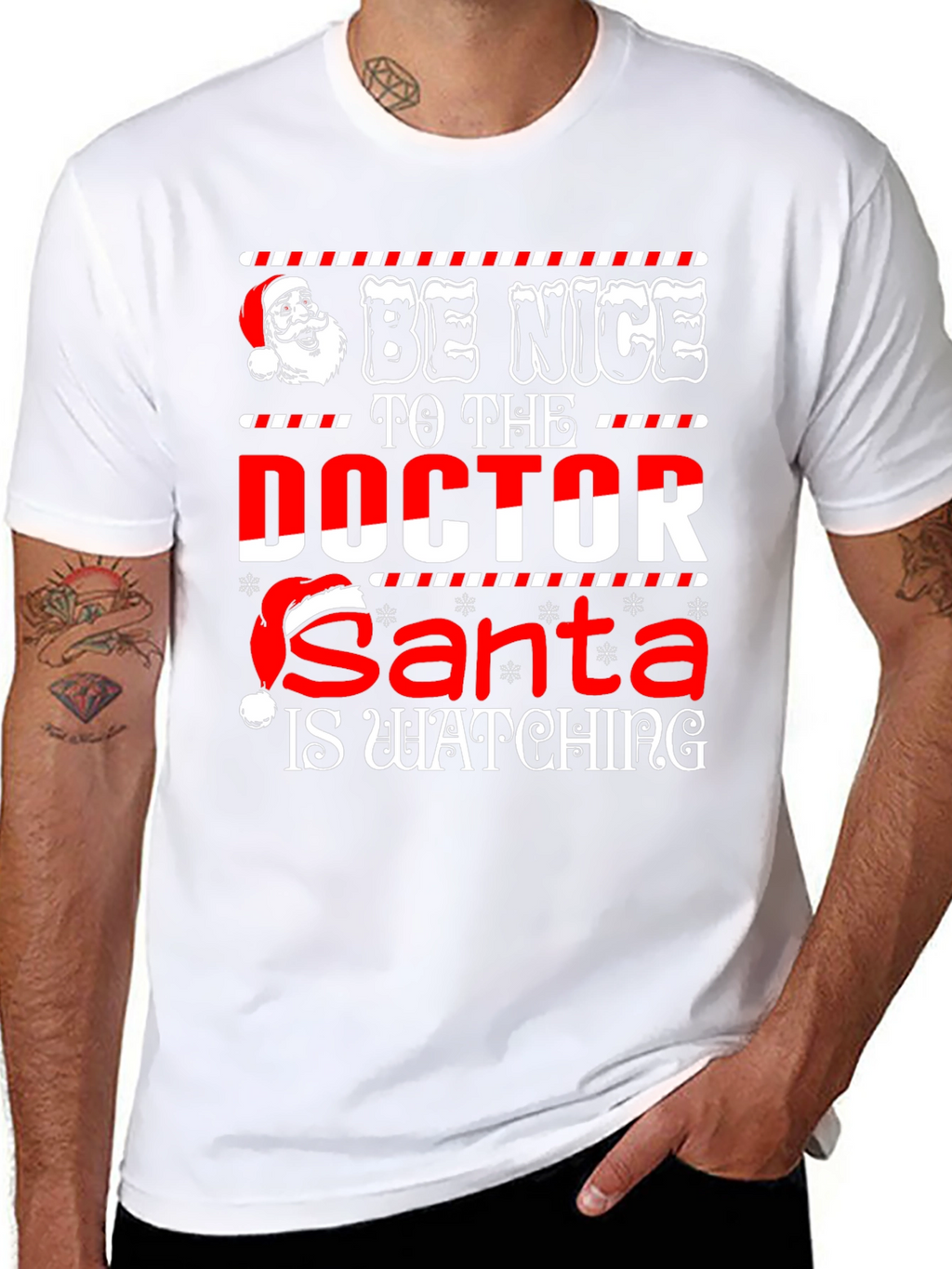 Funny Doctor Santa Watching Christmas Graphic T-Shirt