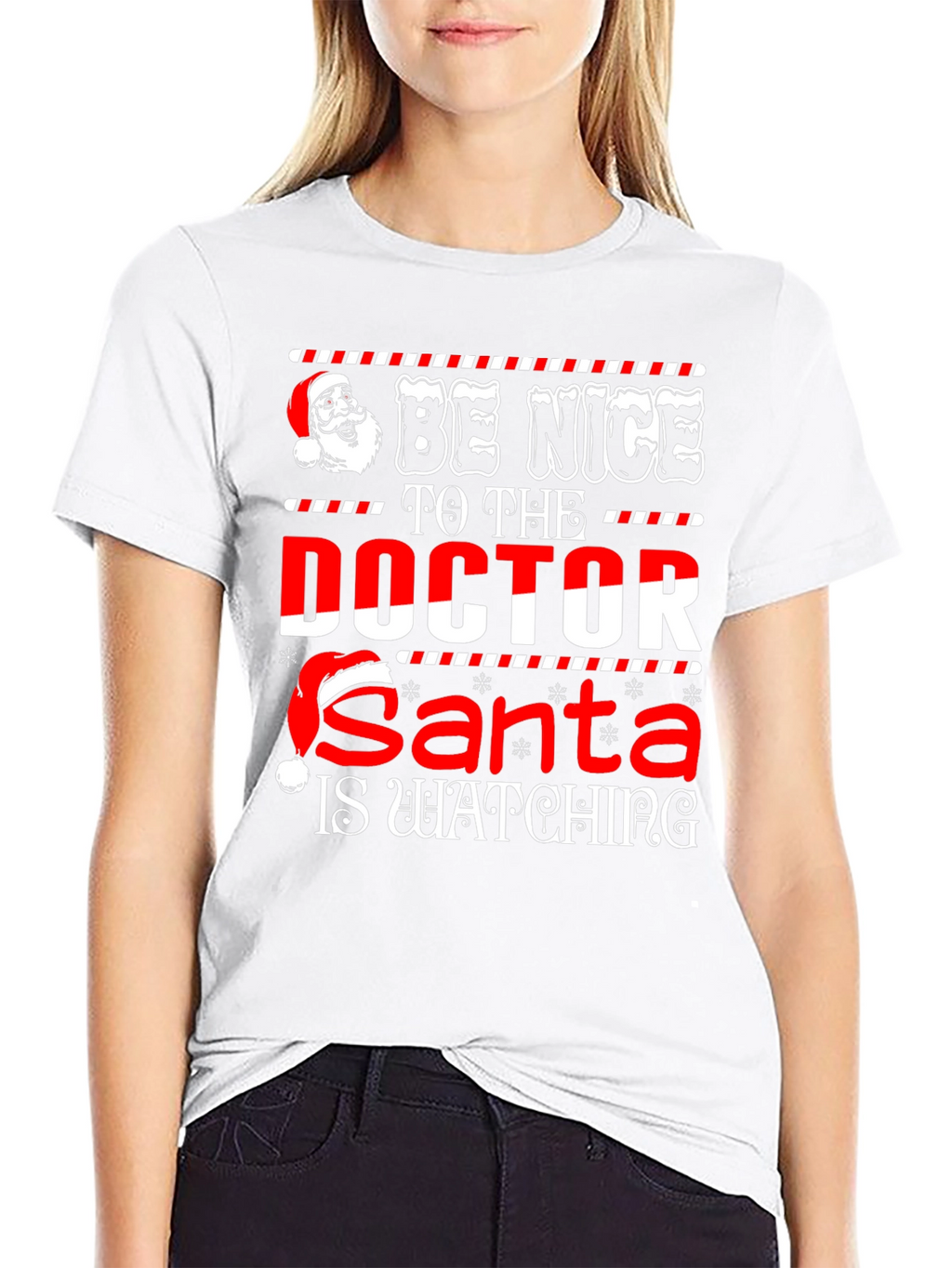 Funny Doctor Santa Watching Christmas Graphic T-Shirt
