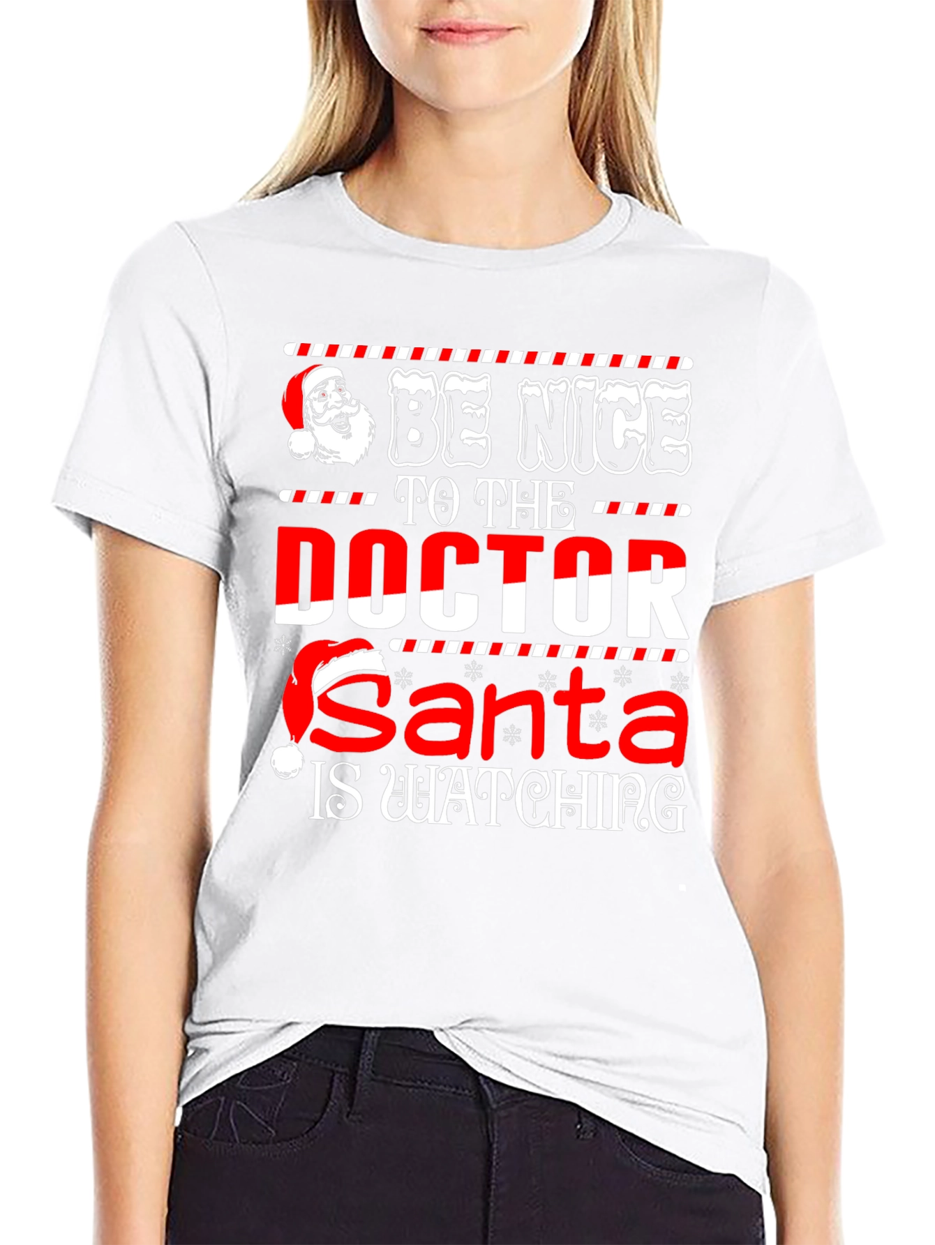 Funny Doctor Santa Watching Christmas Graphic T-Shirt