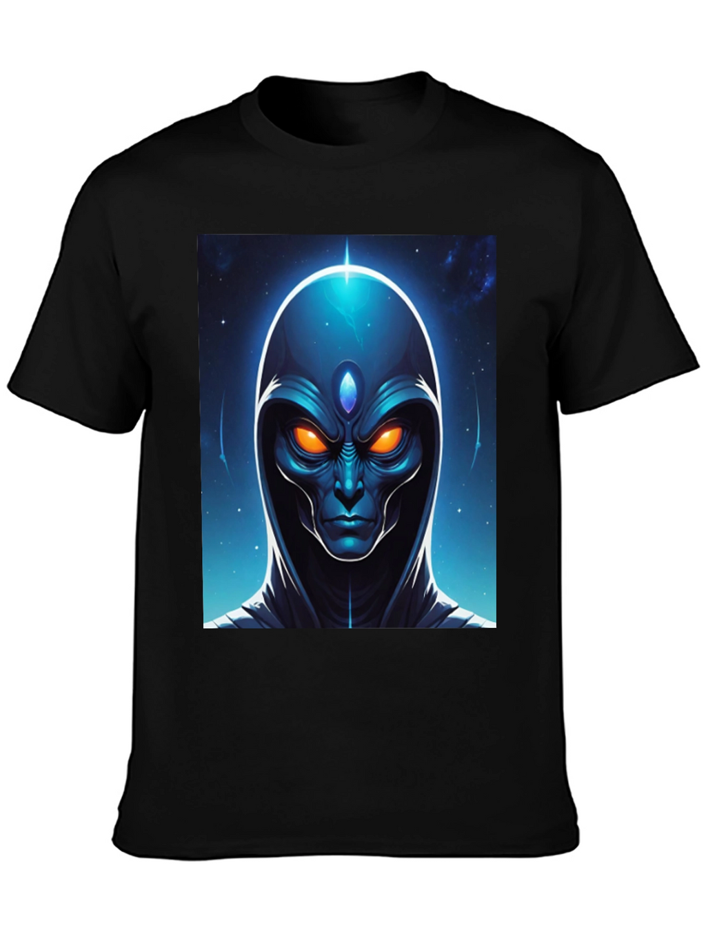 Alien Head Graphic Tee - Cosmic Design Black T-Shirt