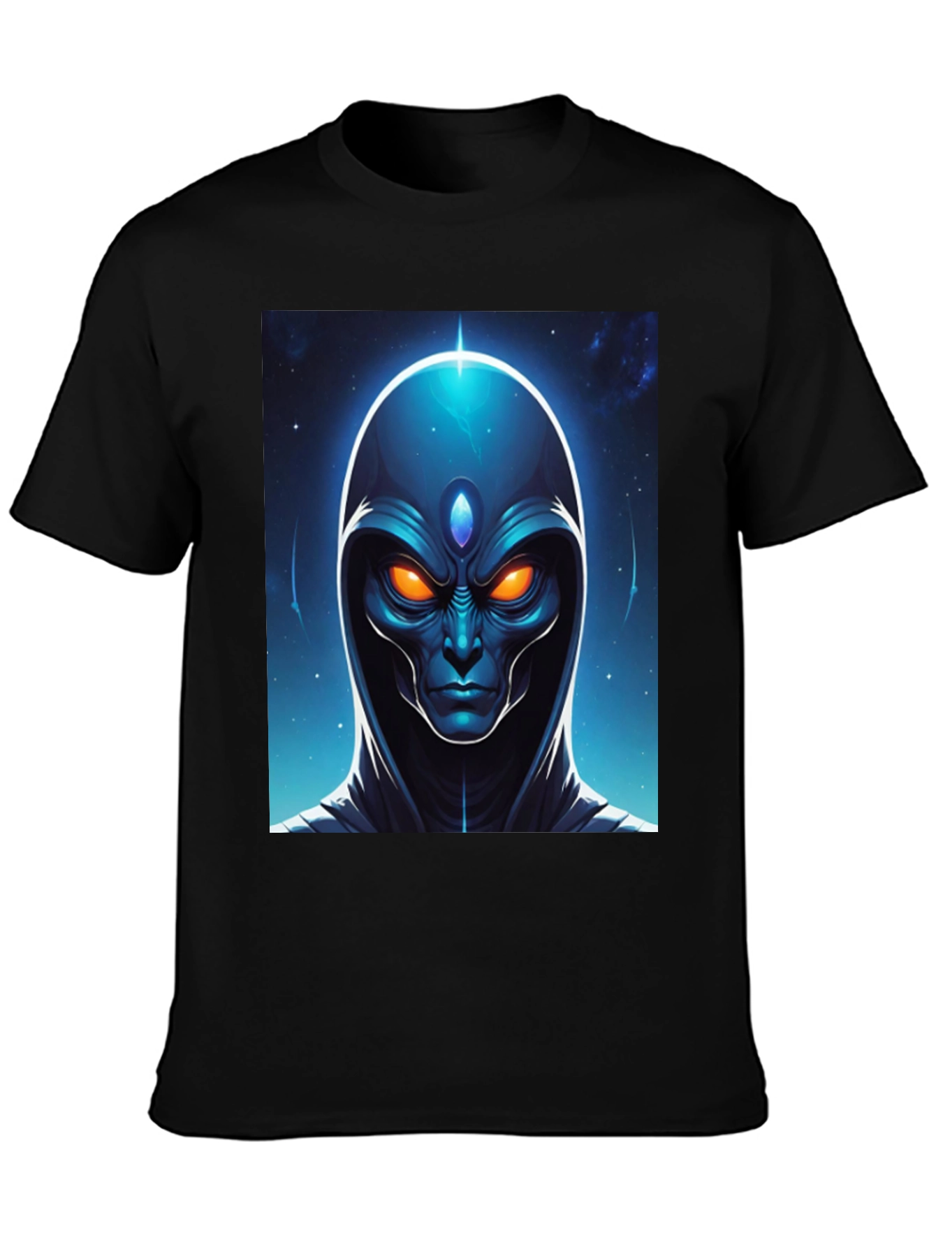Alien Head Graphic Tee - Cosmic Design Black T-Shirt