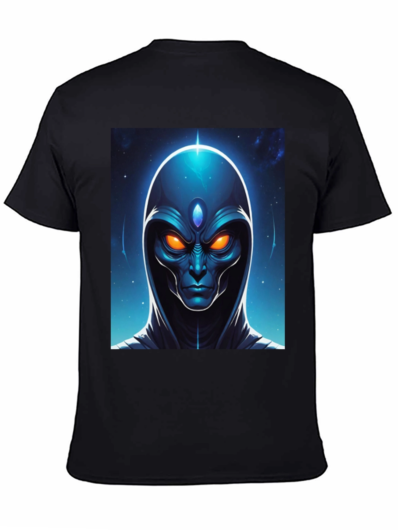 Alien Head Graphic Tee - Cosmic Design Black T-Shirt