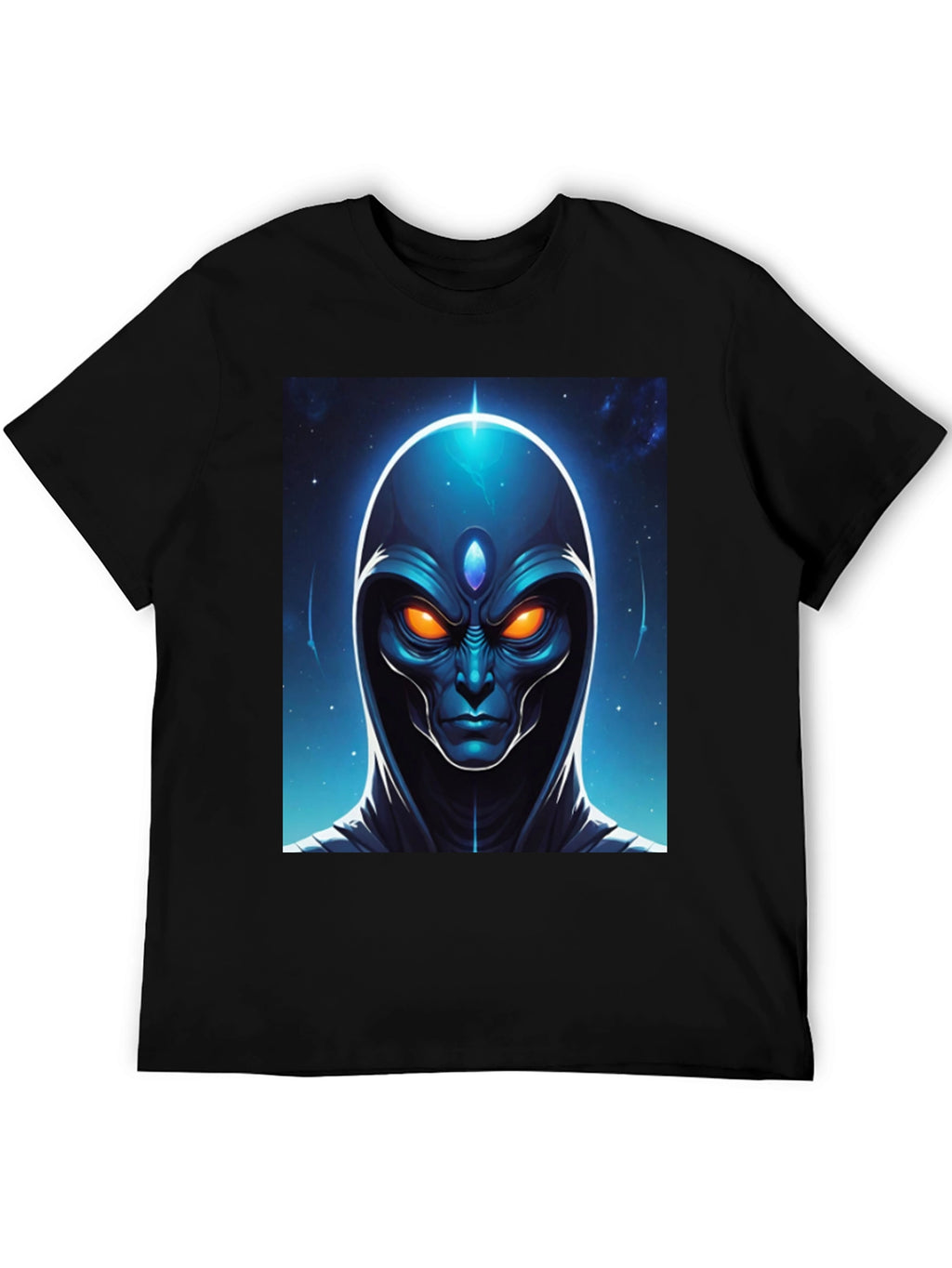 Alien Head Graphic Tee - Cosmic Design Black T-Shirt