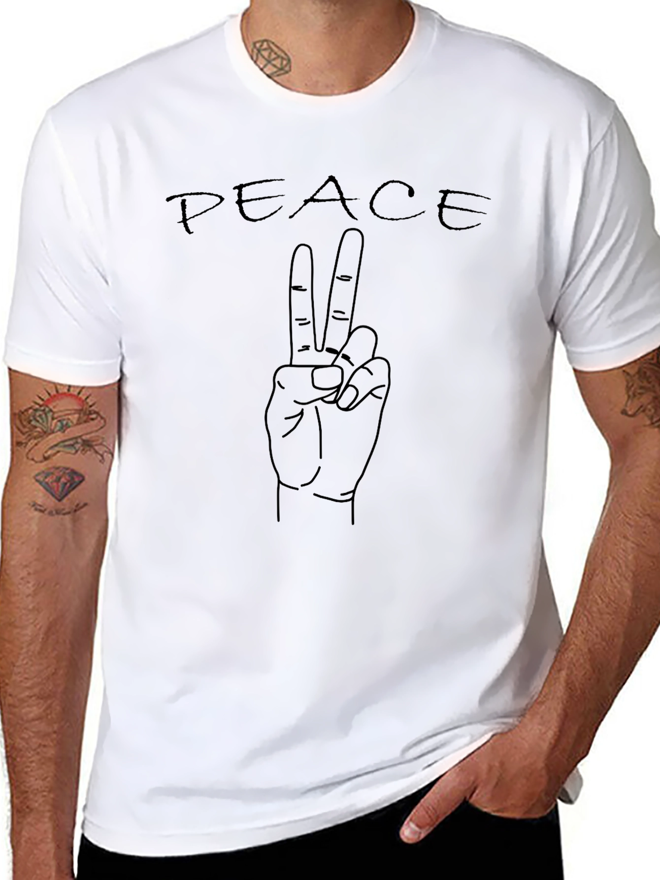 Peace Sign Graphic T-Shirt - Black